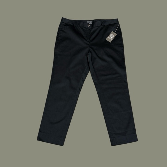 NWT Vince Camuto Women’s Black Mid-Rise Crop Slim Straight Leg Pants Sz 12 - Picture 1 of 11
